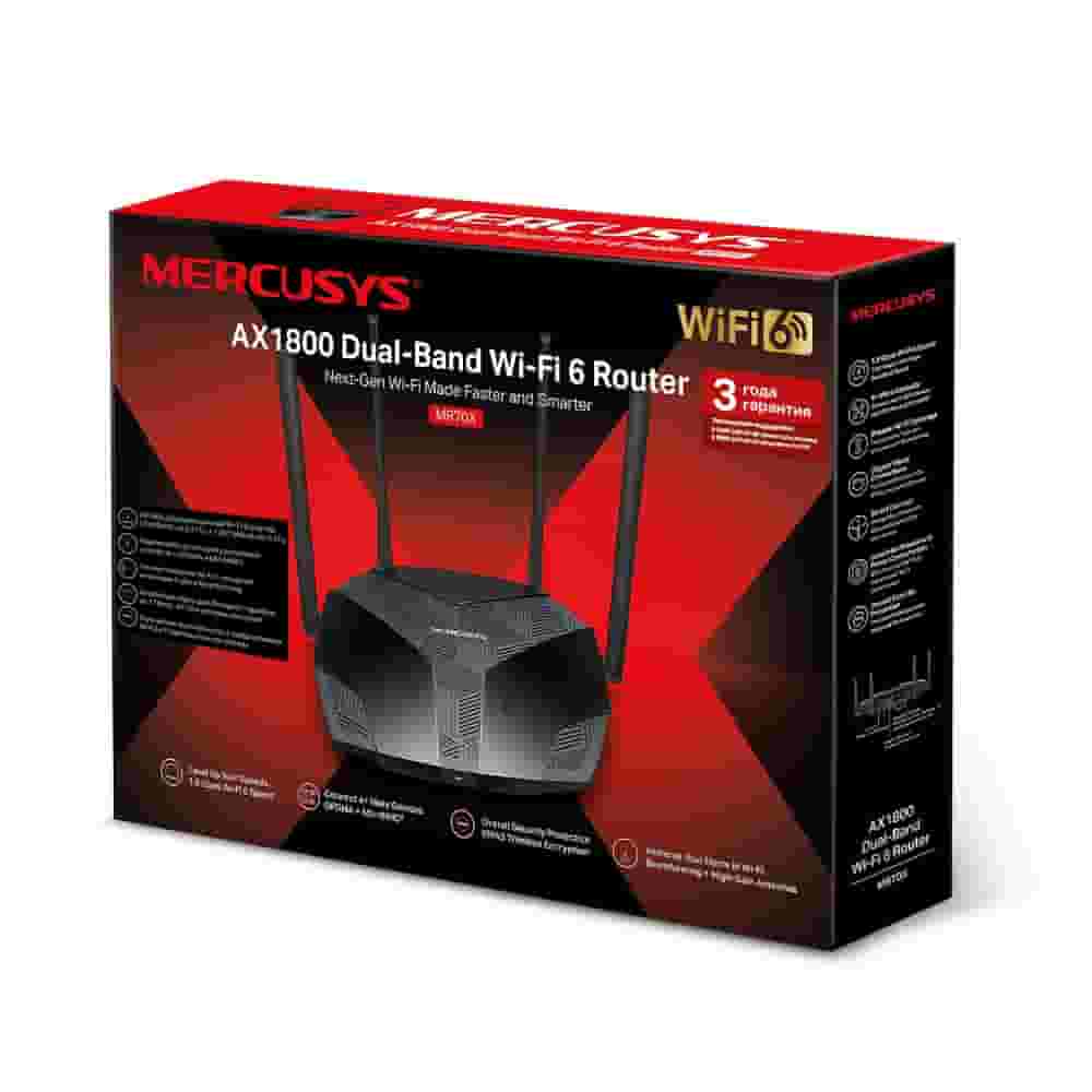Ikki diapazonli Wi-Fi 6 router Mercusys MR70X-3