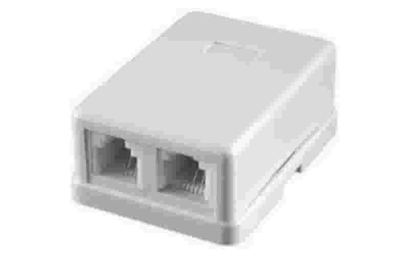 Розетка 2хRJ45, Socket RJ45, 2 port, UTP, 5e cat-1