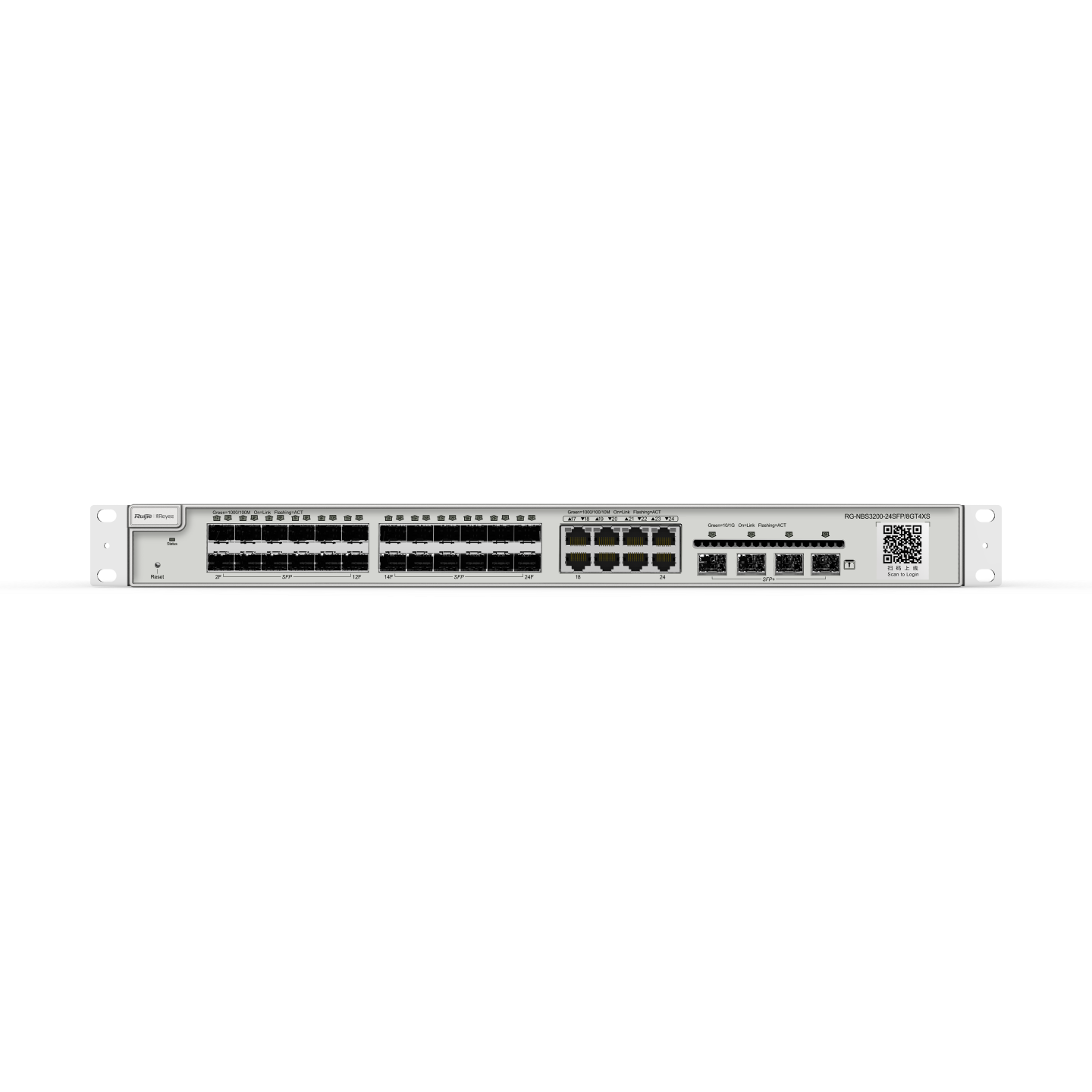 Ruijie RG-NBS3200-24SFP/8GT4XS 24-portli gigabit SFP va 8 ta kombinatsiyalangan RJ45 portli kommutator-1