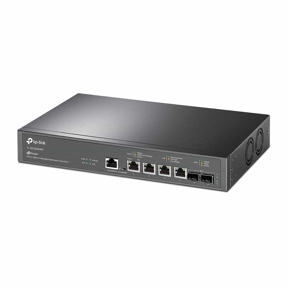  JetStream Boshqariladigan 10 Gbit/s 2+ daraja Kommutator, 4 ta PoE portli TP-Link TL-SX3206HPP-3