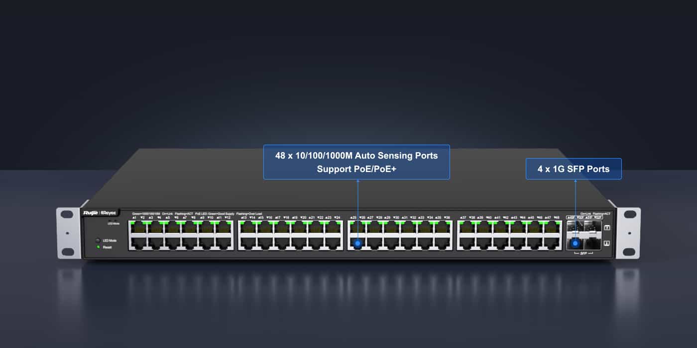 Ruijie-Reyee RG-NBS3100-48GT4SFP-P 48-portli POE gigabitli boshqariladigan kommutator-4