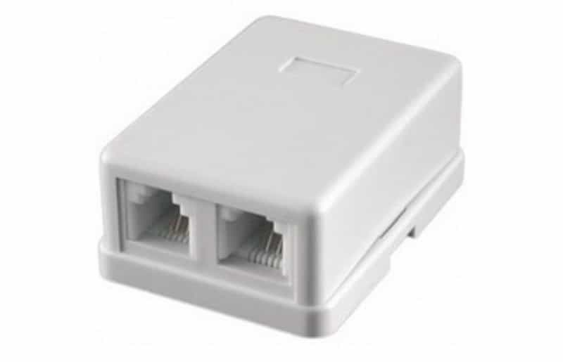 Розетка 2хRJ45, Socket RJ45, 2 port, UTP, 5e cat-1