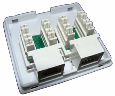 Розетка 2хRJ45, Socket RJ45, 2 port, UTP, 6 cat-3