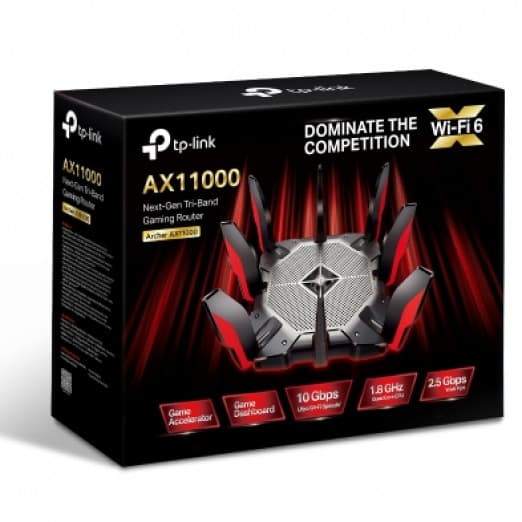 Трёхдиапазонный игровой Wi‑Fi 6 роутер TP-Link Archer AX11000-4