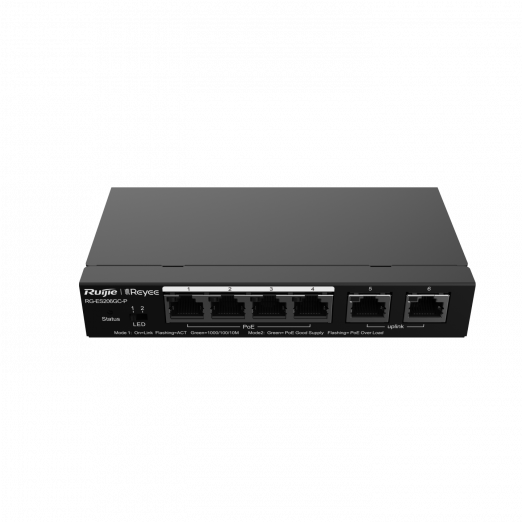 RG-ES206GC-P 6-portli gigabitli smart-kommutator PoE, bulut orqali boshqariladi, Ruijie-2