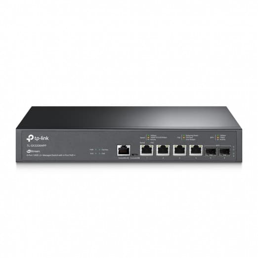  JetStream Boshqariladigan 10 Gbit/s 2+ daraja Kommutator, 4 ta PoE portli TP-Link TL-SX3206HPP-1