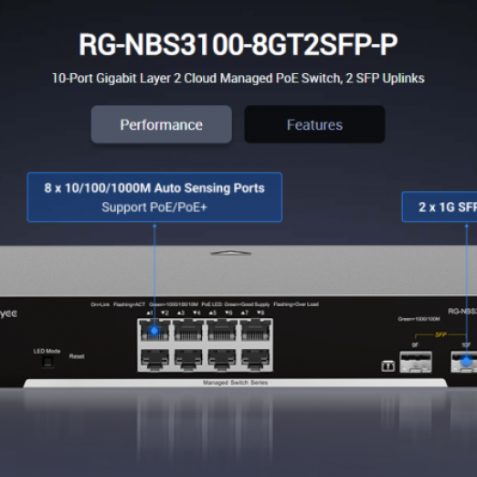Ruijie-Reyee RG-NBS3100-8GT2SFP-P 8-portli POE gigabit boshqariladigan kommutator-4