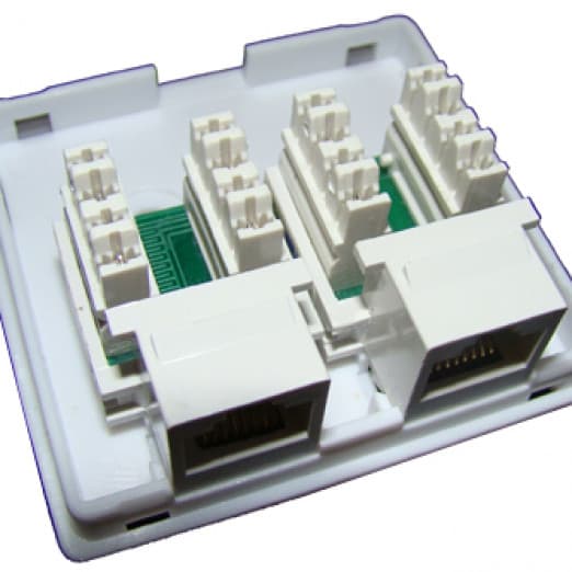 Розетка 2хRJ45, Socket RJ45, 2 port, UTP, 6 cat-3