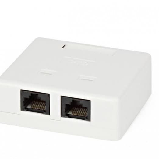 Розетка 2хRJ45, Socket RJ45, 2 port, UTP, 6 cat-1