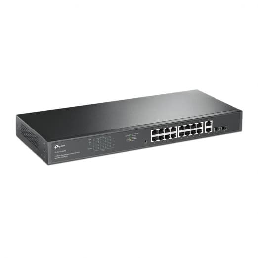 PoE Коммутатор TP-Link TL-SG1218MPE c 18 гигабитными портами RJ45 (16 портов PoE+) и 2 комбинированными гигабитными портами RJ45/SFP-2