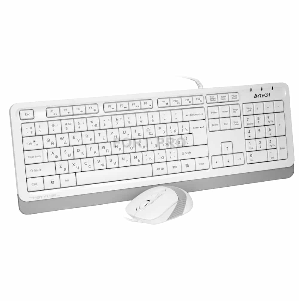 A4-Tech F1010 - USB Проводной комплект мышки и клавиатуры (WHITE+GREY)-1
