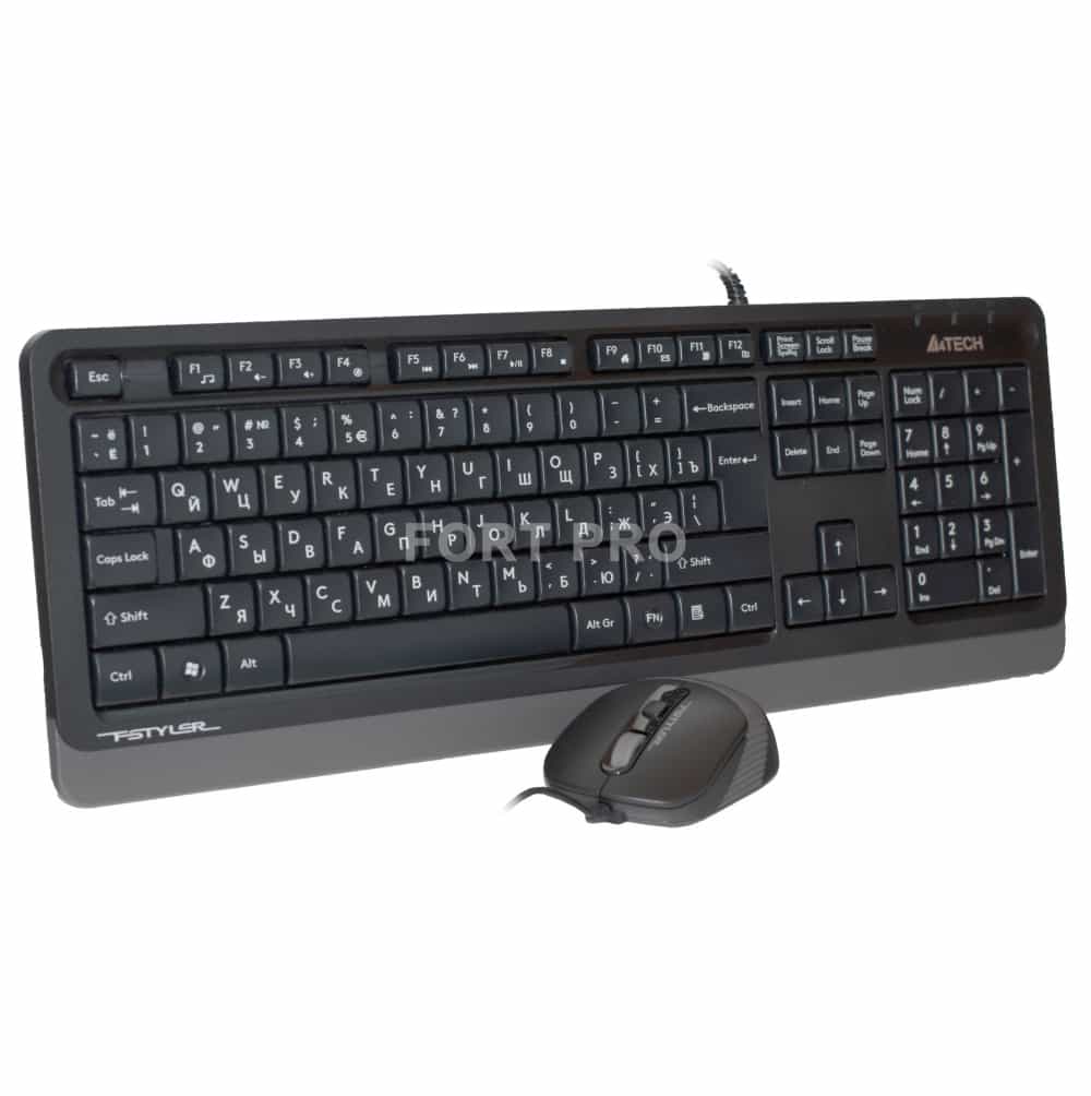 A4-Tech F1010 - USB Проводной комплект мышки и клавиатуры (BLACK+GREY)-1