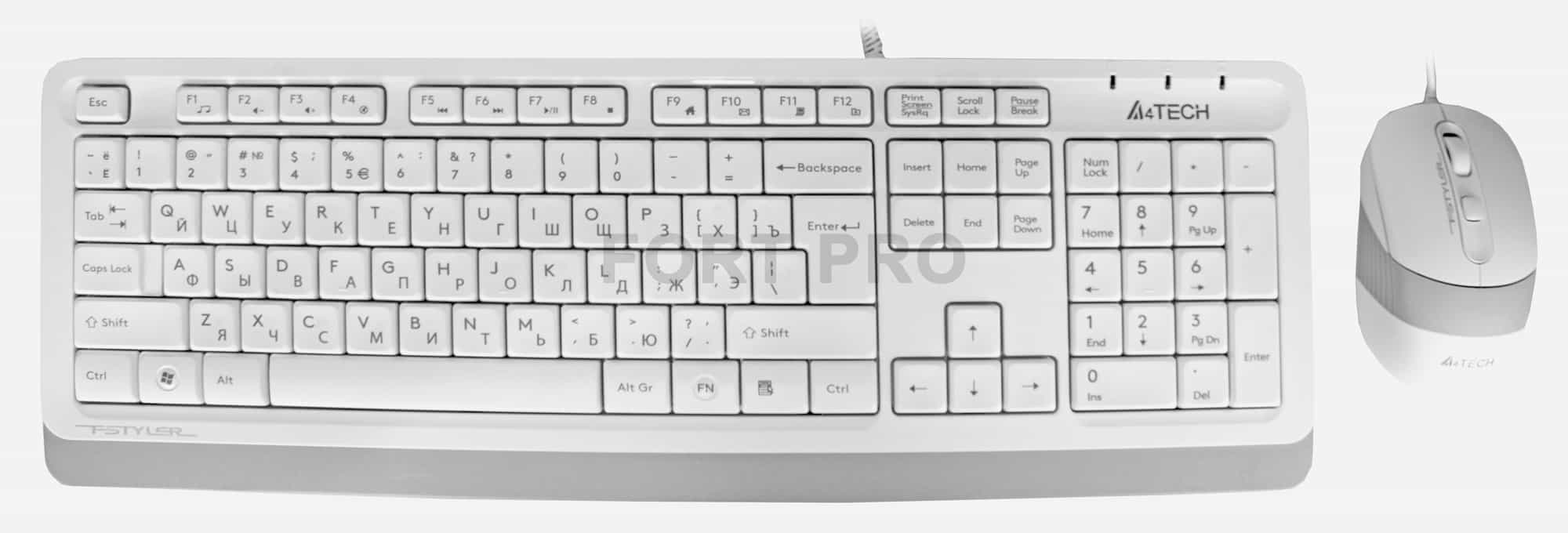 A4-Tech F1010 - USB Проводной комплект мышки и клавиатуры (WHITE+GREY)-2