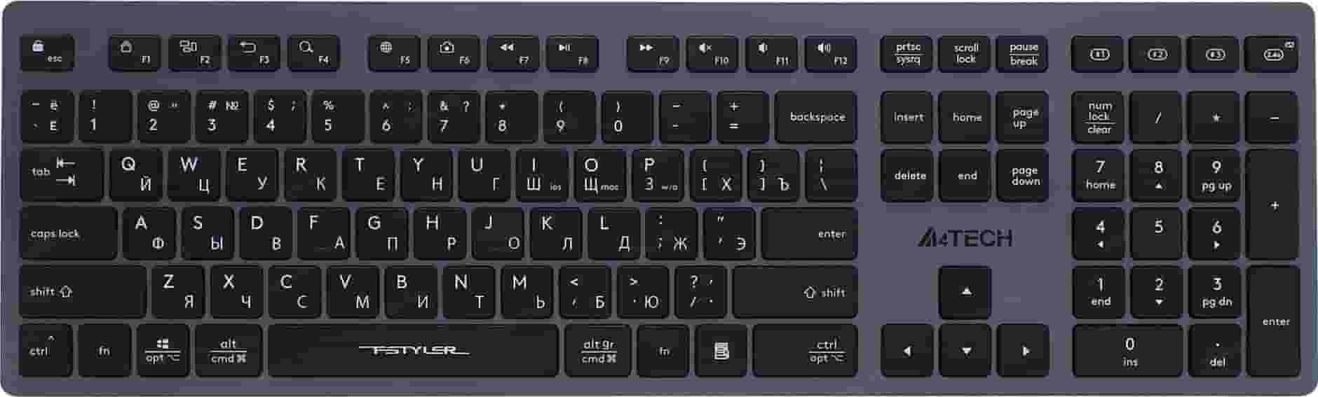 Беспроводная клавиатура A4tech FBX50C Grey-3